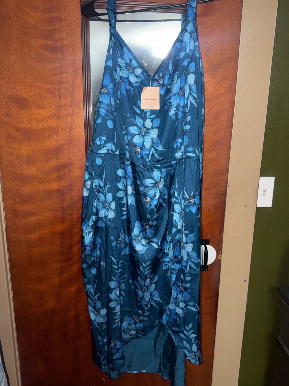 BloomChic Teal Floral V-Neck Maxi Dress